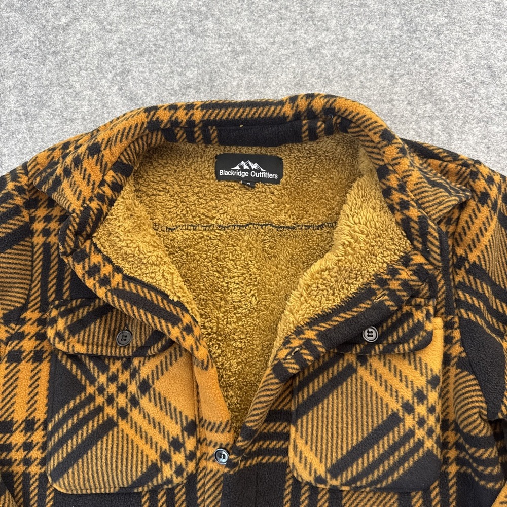 Blackridge Outfitters Mens Small Orange Plaid Fleece Lined Flannel‎ EUC - Picture 4 of 8
